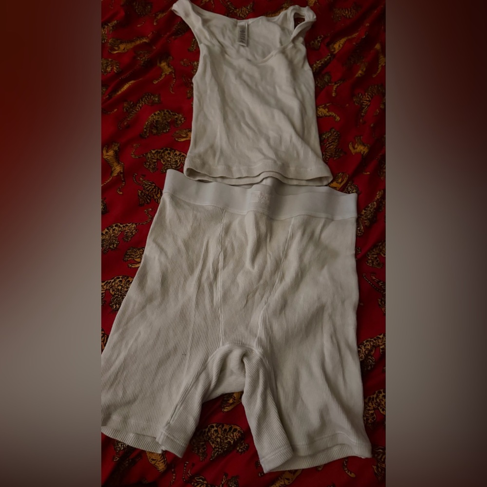 White Ribbed Skims Set